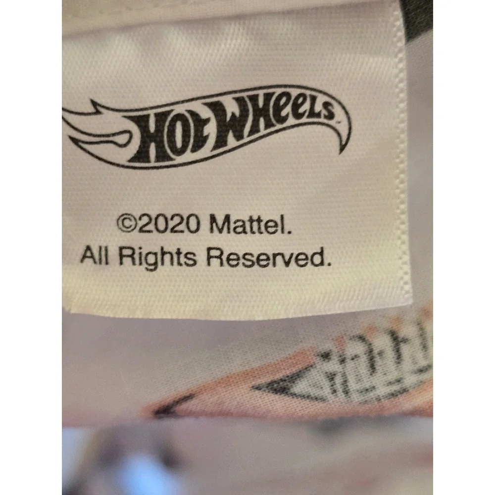 Pottery Barn Kids Hot Wheels Organic Cotton Full Flat Sheet White Racing Cars